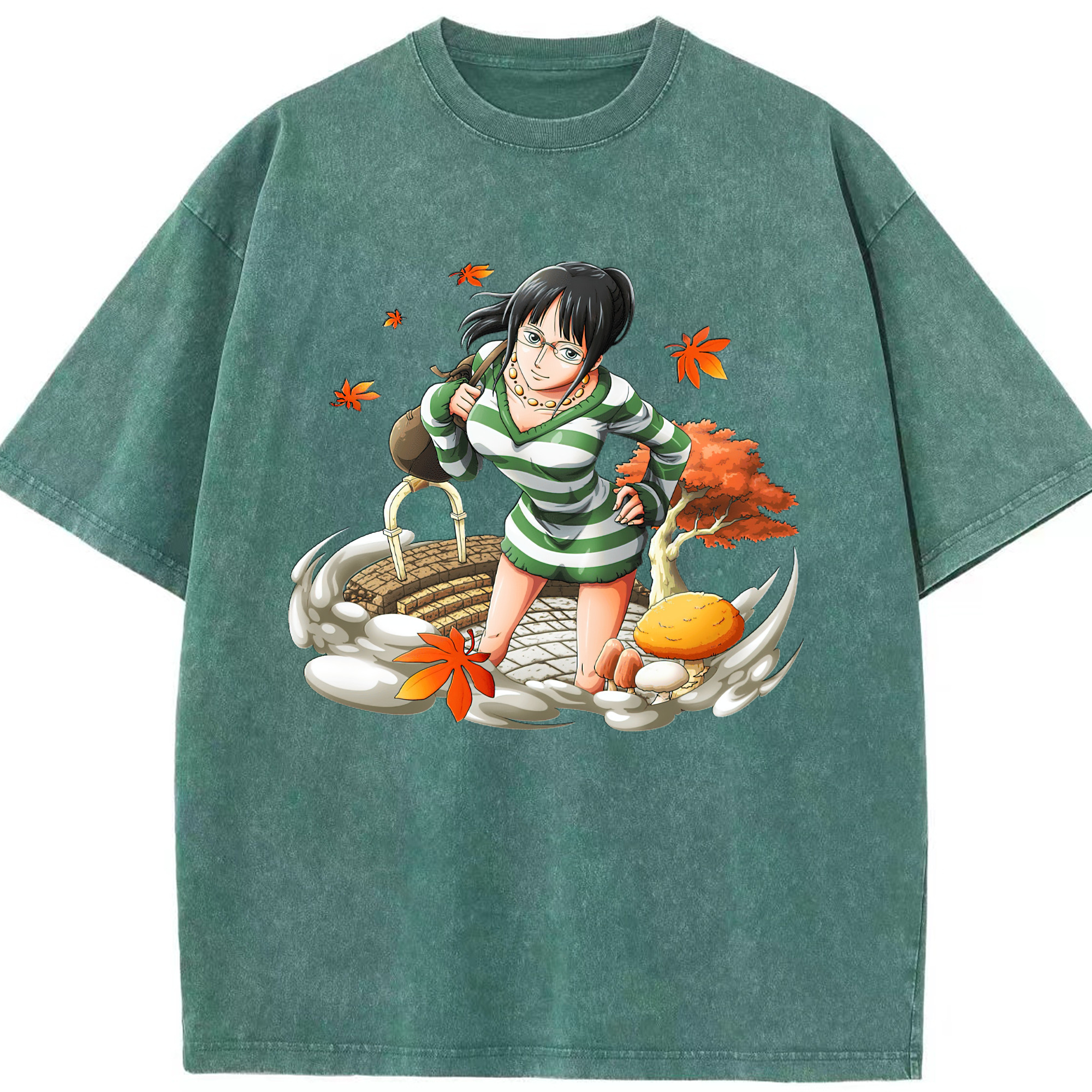 ワンピース ニコ・ロビン ONE PIECE Nico Robin 綿100% ヴィンテージ風 半袖Tシャツ（フロントプリント）